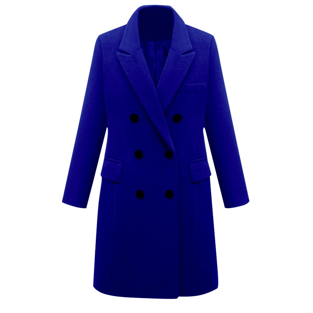 Elegant wool coat for women with double-breasted buttons and pockets Amarae