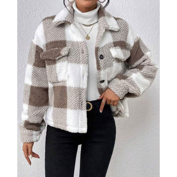Fleece jacket for women with check pattern Lune London