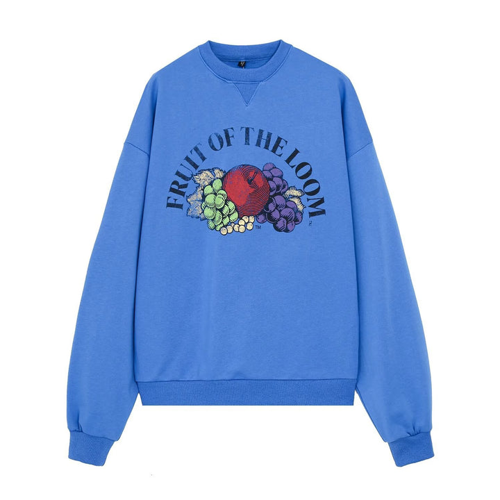 Women's Oversized Sweatshirt with Round Neck, vintage Fruit Print and softly brushed Cotton Fleece Amarae
