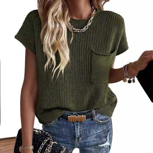 Women Short Sleeve Knitted Top Amarae