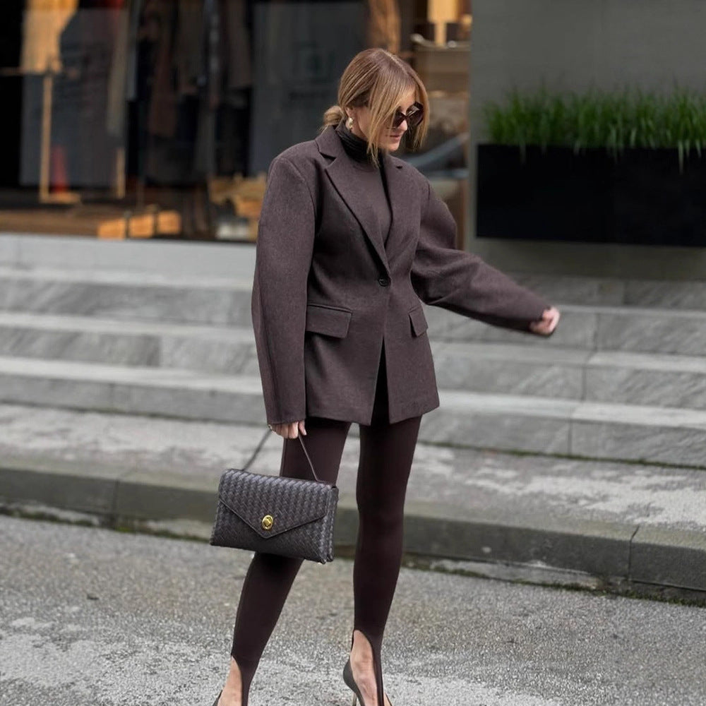 Women's Oversized Structured Blazer with Emphasized Shoulder Area and Voluminous Sleeves Amarae