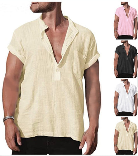 Casual short-sleeve shirt for men with modern collar and buttoning Amarae