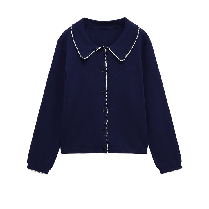 Ladies fashion cardigan with collar and buttonhole Lune London