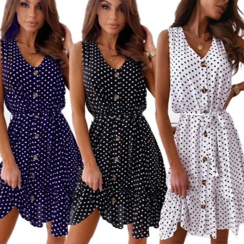 Robe portefeuille pour femmes avec des pois et ceinture à la taille Chic & Stil