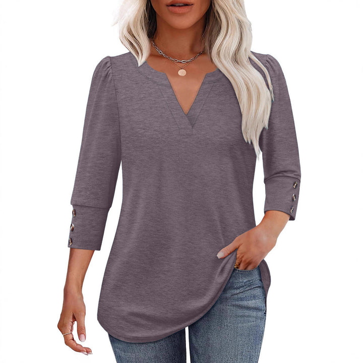 V-neck blouse for women with decorative button details Amarae