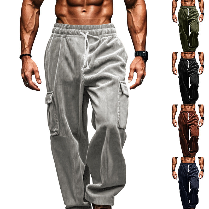 Casual cargo pants for men with an urban style featuring practical pockets and an elastic waist Lune London