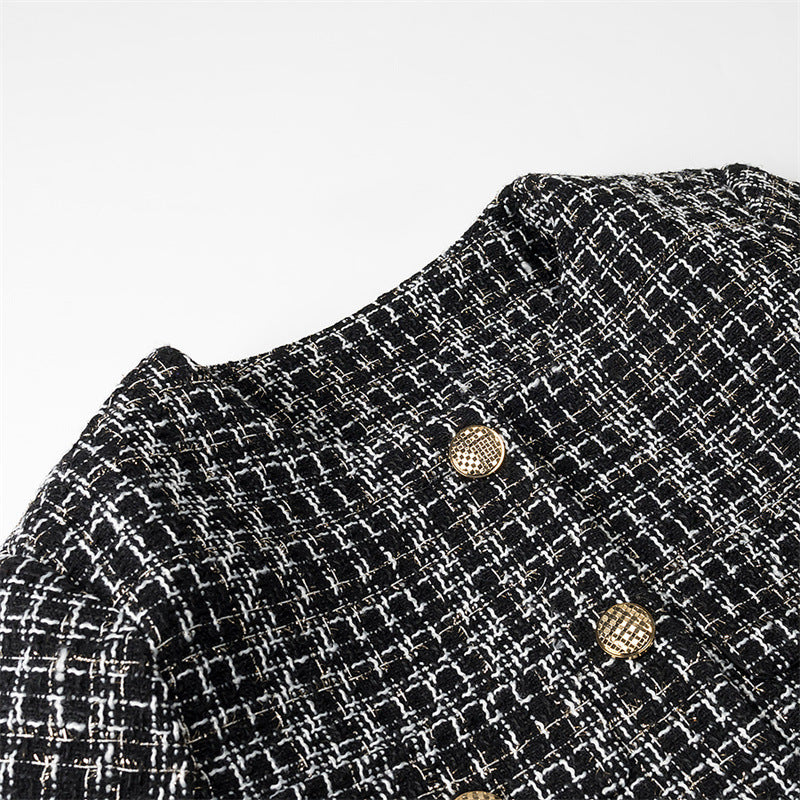 Elegant tweed jacket for women with gold buttons Lune London