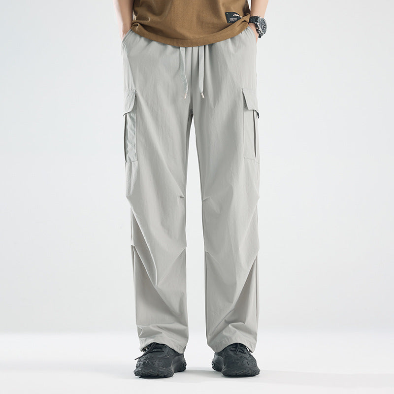 Men's Wide Tech Cargo Pants with Utility Pockets and Adjustable Waist Amarae