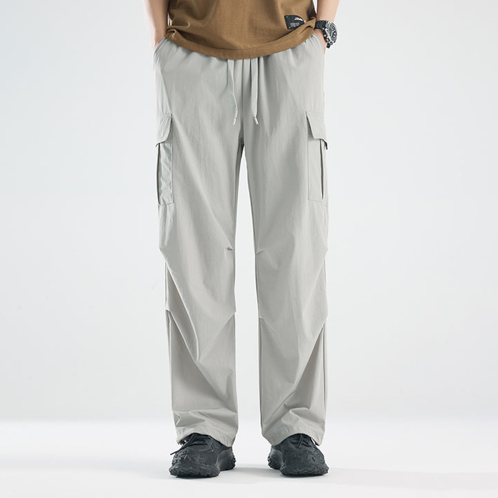 Men's Wide Tech Cargo Pants with Utility Pockets and Adjustable Waist Amarae