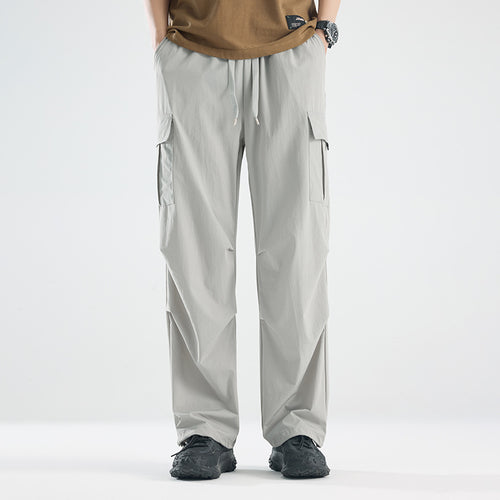 Men's Wide Tech Cargo Pants with Utility Pockets and Adjustable Waist Amarae