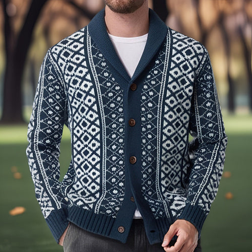 Men's knitted jacket with traditional Nordic pattern Amarae