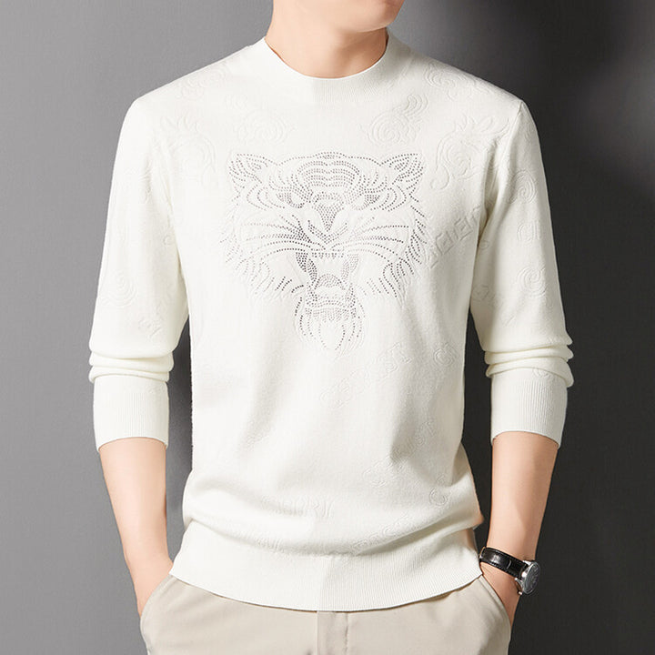 Knitted sweater for men with a unique lion pattern Lune London