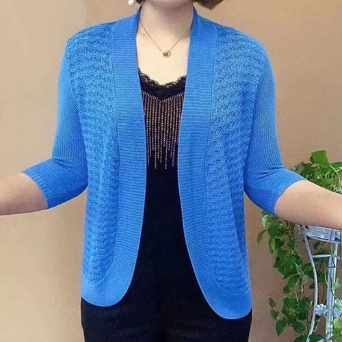 Knit jacket for women with 3/4 sleeves and a textured pattern Amarae