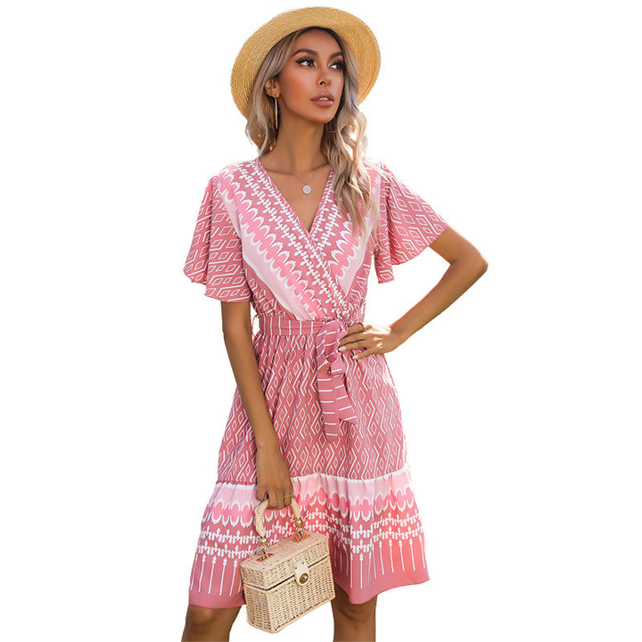 Lune London wrap midi dress for women with decorative patterns