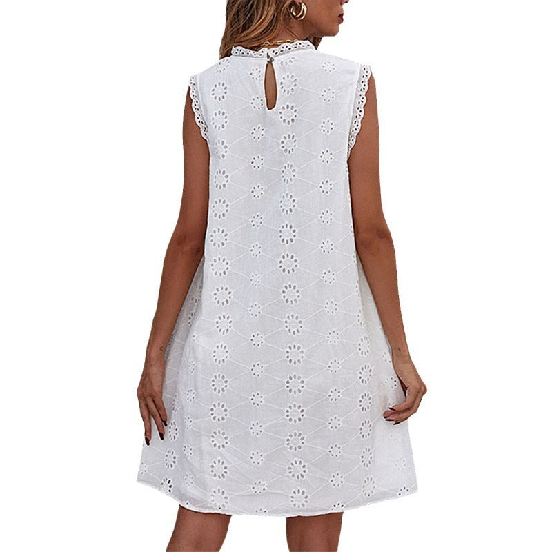 Women Embroidered Lace Tunic Dress Lune London