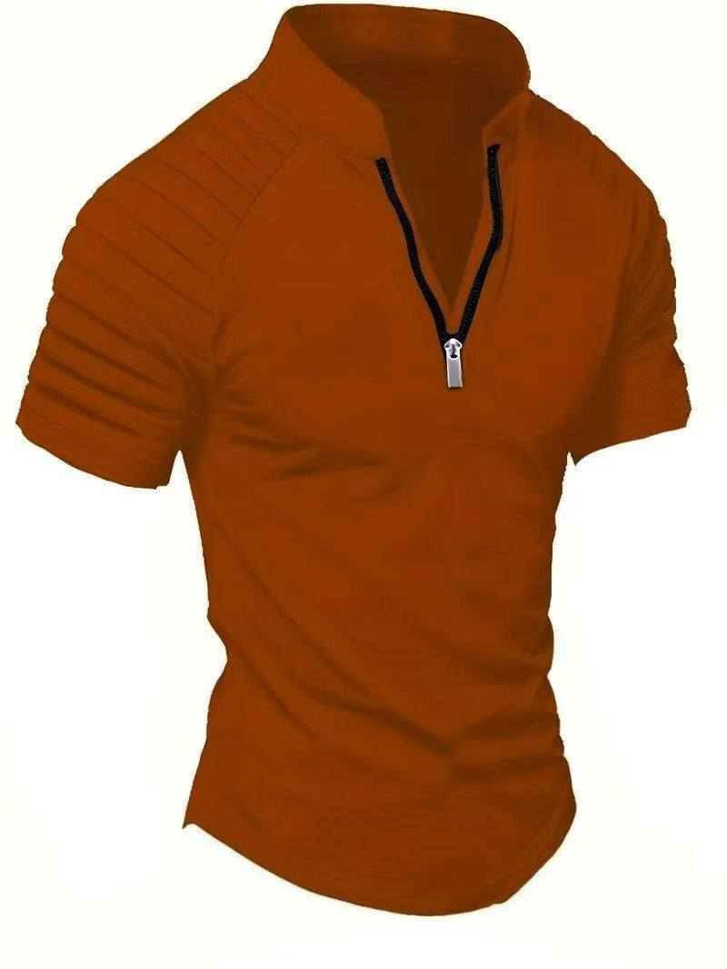 Short Sleeve Sports T-Shirt for Men with Structured Zipper Lune London