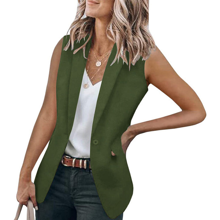 Women Sleeveless Blazer with Modern Pockets Lune London