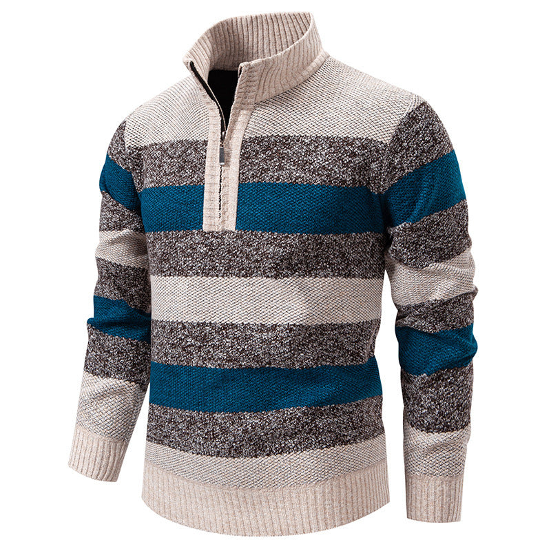 Casual men's sweater with a modern high collar and half-zip closure Lune London