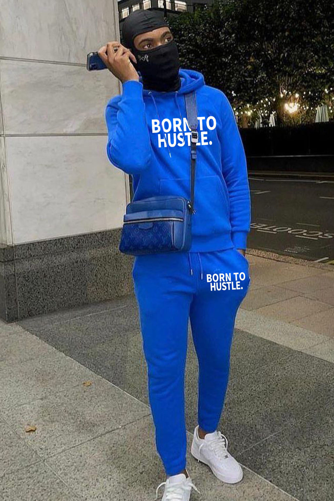 Men's sports outfit with a modern pattern and a motivational inscription Lune London