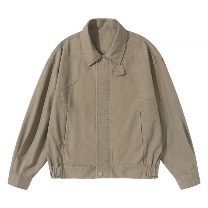 Men's Lightweight Boxy Field Jacket with Shirt Collar, Concealed Button Placket and Elastic Hem Amarae