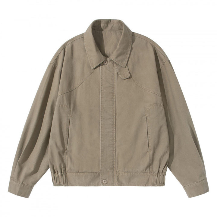 Men's Lightweight Boxy Field Jacket with Shirt Collar, Concealed Button Placket and Elastic Hem Amarae