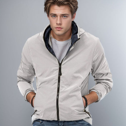 Lightweight transition jacket for men with adjustable hood Amarae