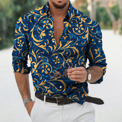Men's Elegant Floral Printed Buttoned Shirt Amarae