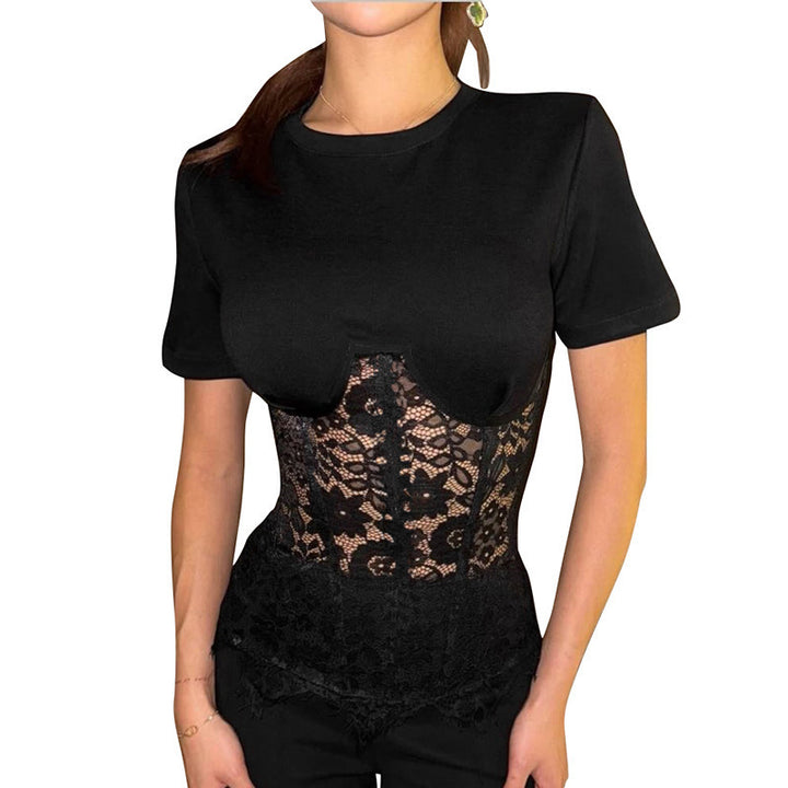 Women's top with lace accents and figure-hugging design Lune London