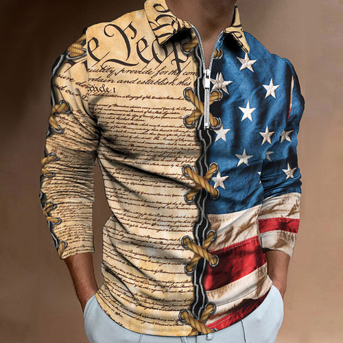 Shirt for men with mock collar and retro design Amarae