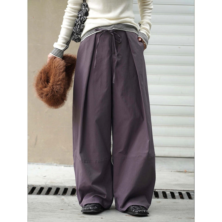 Ladies Extra Wide High-Waist Culotte with Draped Front Panel and Drawstring Waist Amarae