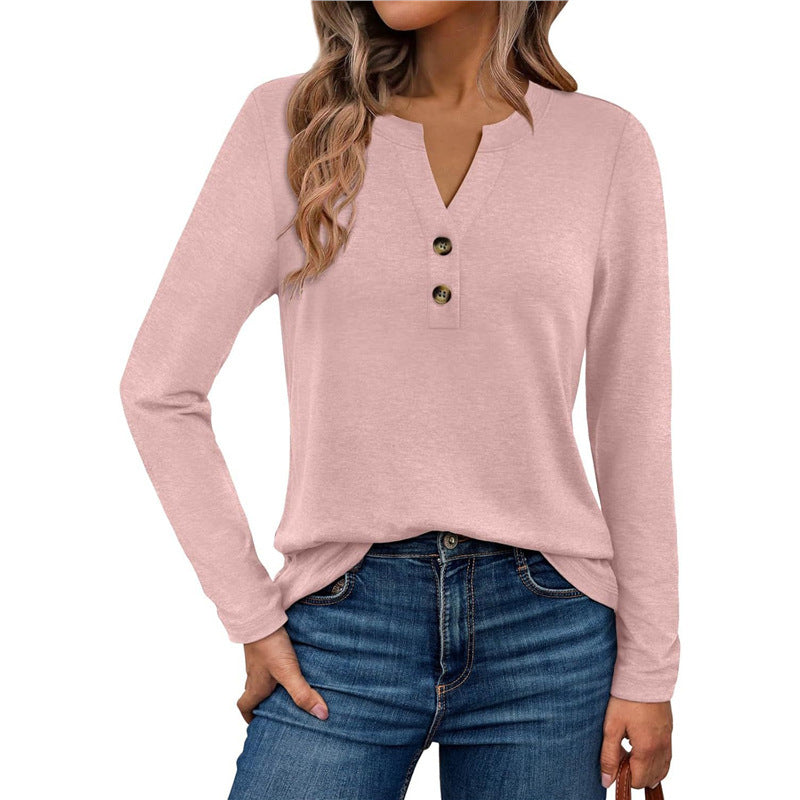 Long sleeve women's t-shirt with button details Lune London