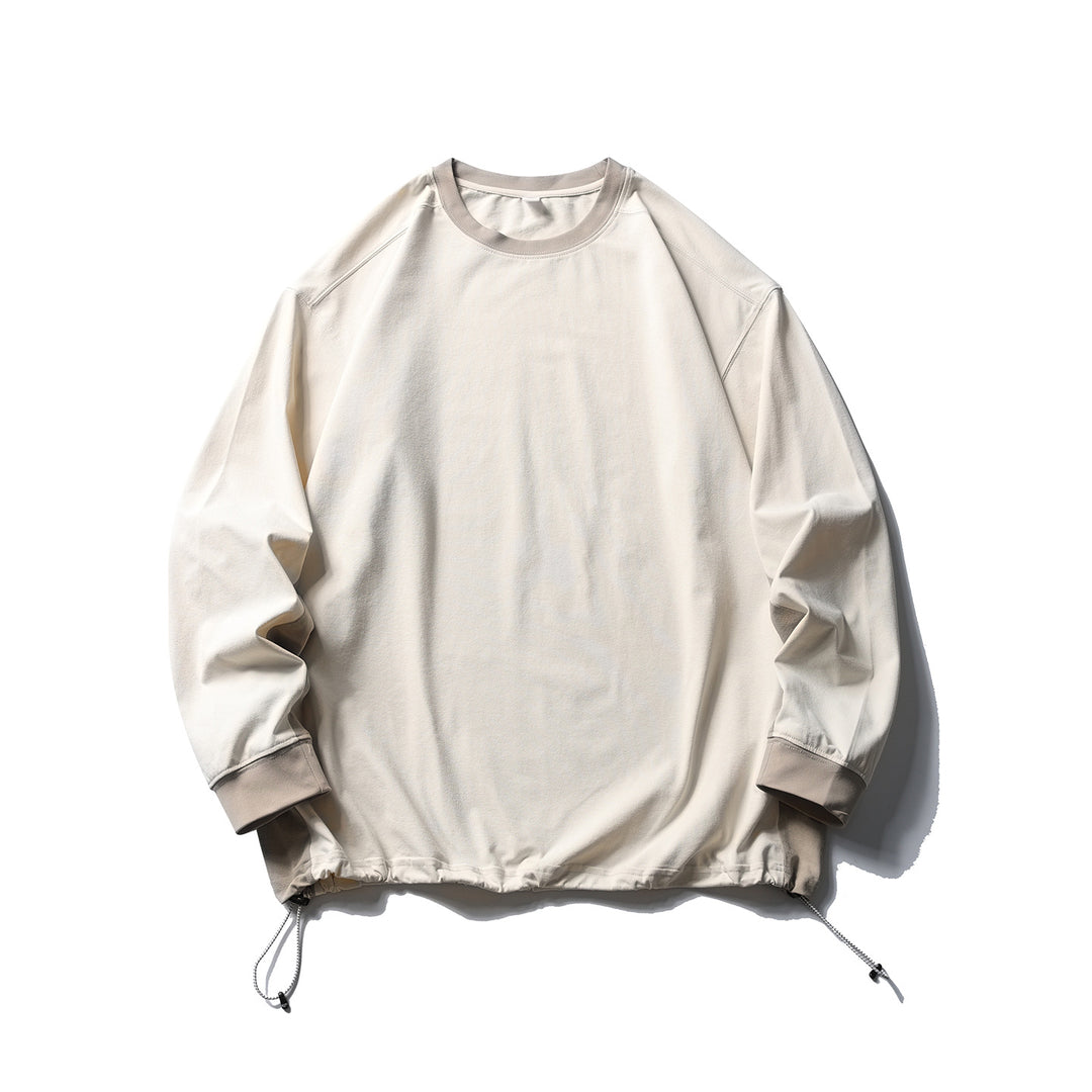 Unisex Oversize Fleece Pullover with Drawstring Hem and Contrast Collar Amarae