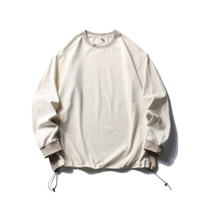Unisex Oversize Fleece Pullover with Drawstring Hem and Contrast Collar Amarae