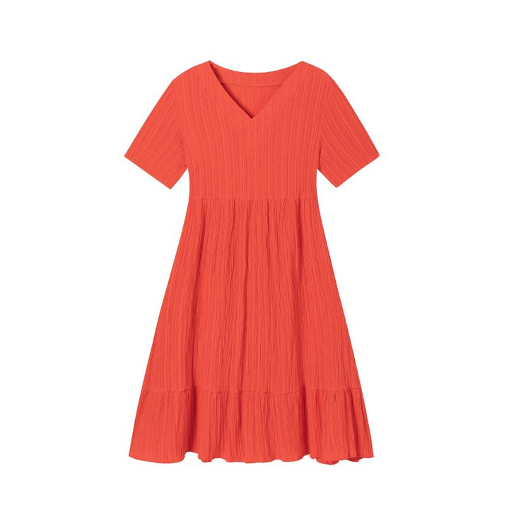 Lune London V neck ruffled fluid dress for women