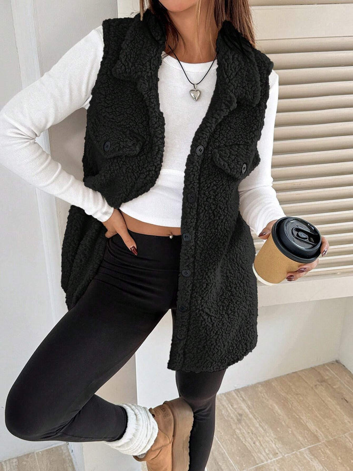 Ladies reversible vest in high-quality plush texture Lune London