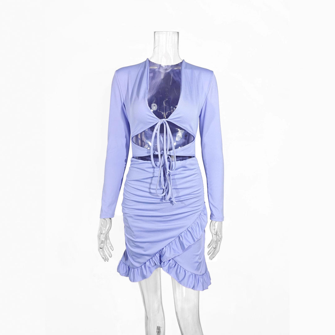 Women's Crop Top and Skirt Set with Deep Neckline and Ruffle Details Lune London