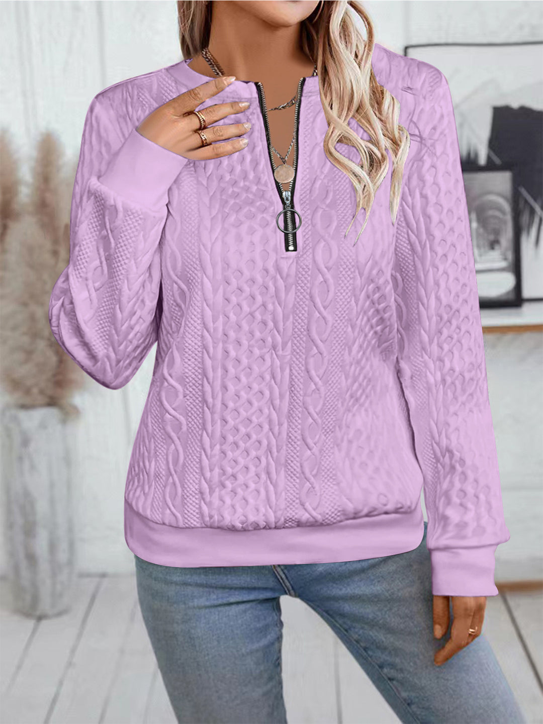 Lune London women's zip-up knitted sweater