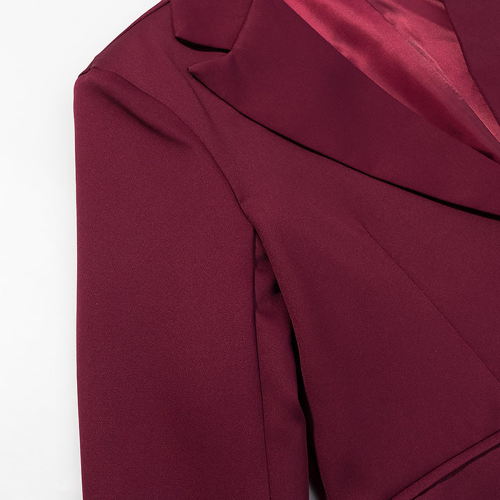 Women Simple Single-Button Long Blazer with Satin Lining and Patch Pockets Amarae