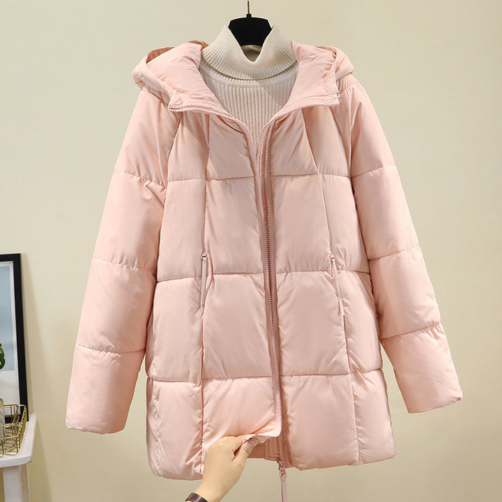 Ladies comfortable and stylish padded jacket with hood and practical zip pockets Lune London