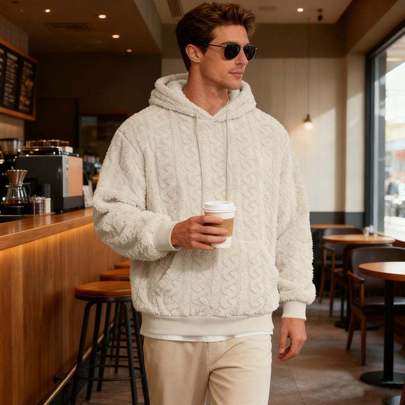 Men's Cozy Hoodie with Textured Fleece Lune London