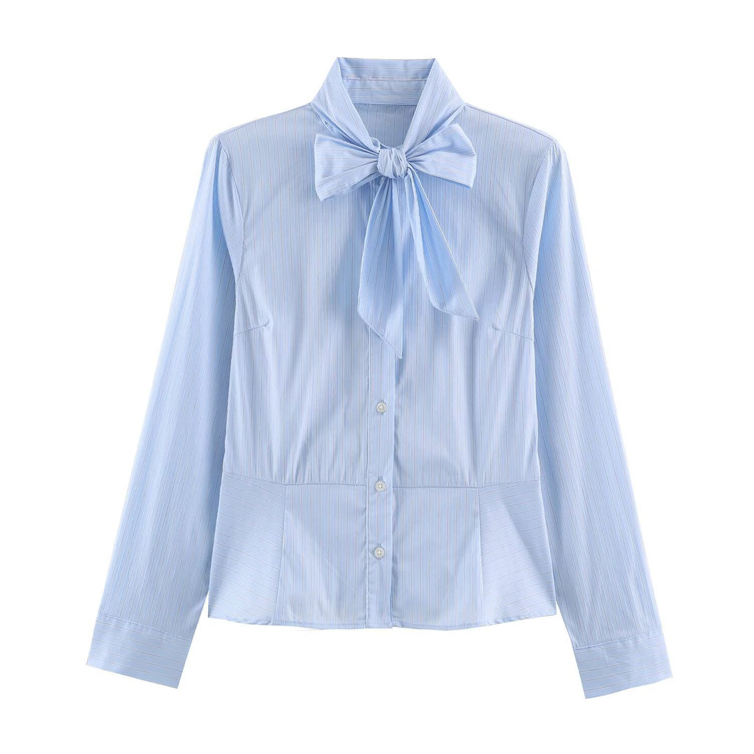 Women's feminine shirt blouse with bow collar and tailored silhouette Amarae