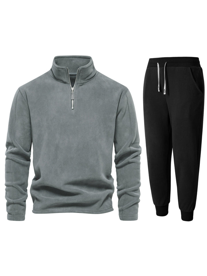 Men's fleece lounge suit with high collar and long pants Lune London