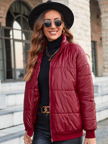Elegant women's quilted jacket with high collar and modern pockets Amarae