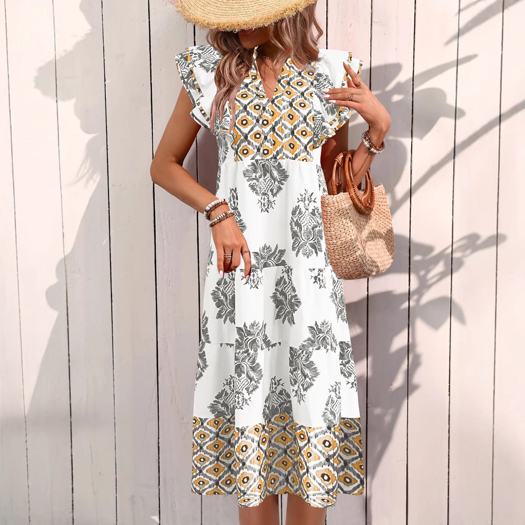 Maxi flower dress for women with short sleeves Lune London