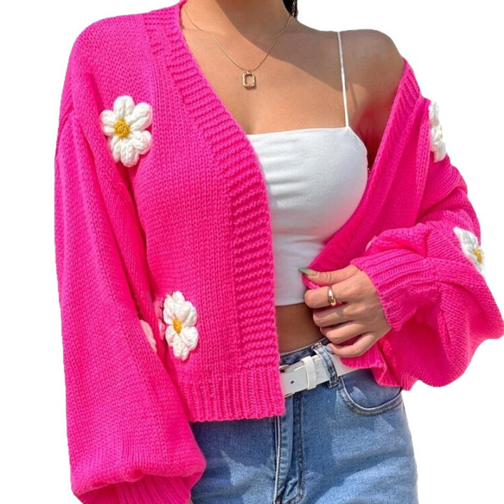 Lune London Women's Floral Pattern Knit Jacket