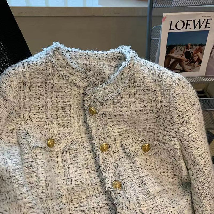 Veste en tweed élégante pour femmes avec boutons dorés Chic & Stil