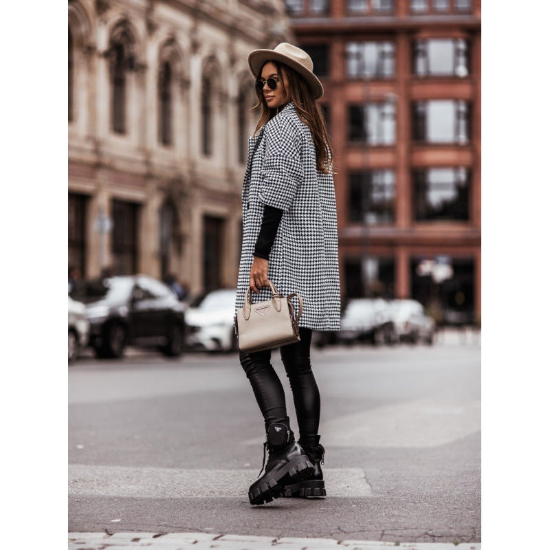 Ladies Oversized Check Coat Amarae