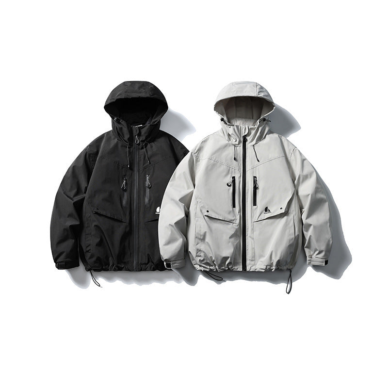 Unisex Waterproof technical hooded jacket with multiple pockets and adjustable hem Amarae