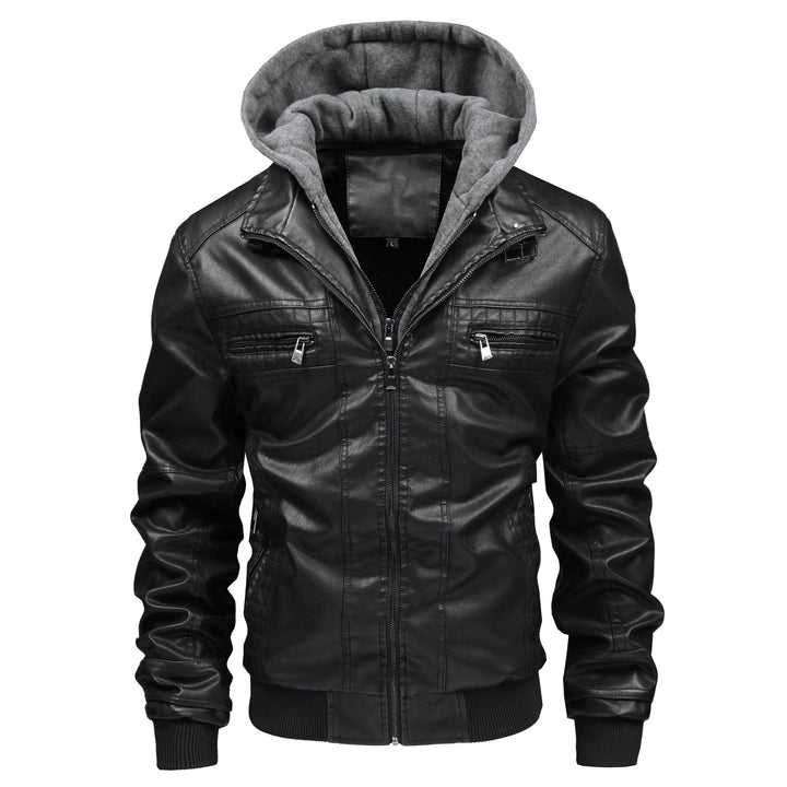 Men's leather jacket with removable hooded inner lining Lune London