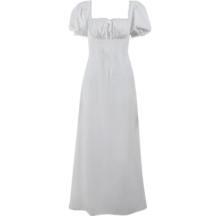 Women’S Maxi Dress with Puff Sleeves and Romantic Ruffle Detail Chic Und Stil